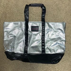 Metallic silver Victoria Secret bag